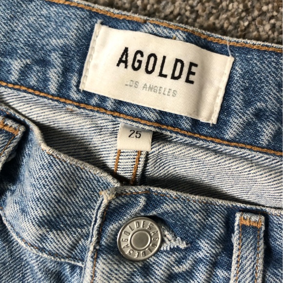 AGOLDE Cherie High Rise Straight Leg Jean in Tone Blue Denim Size 25 Waist - Picture 11 of 16